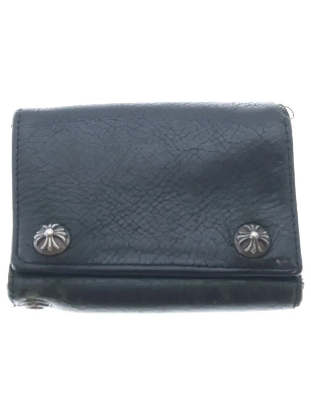 Chrome Hearts Cross Ball Button Leather Wallet Black